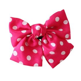 Cute Rose Red Dots Bowknot Hair Barrettes Handmade Chiffon Hair Clip