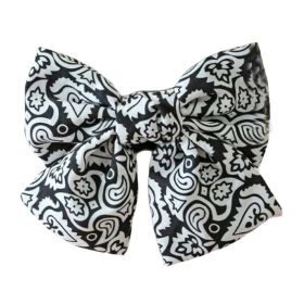 Black Large Bowknot French Barrettes Handmade Chiffon Hair Clip