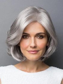 Bobble head wig women's short hair in the silver gray chemical fiber head cover