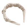 Beige PU Leather Pleated Wide Headband Womens Simple Hairband Hair Accessories