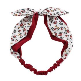 Crepe Floral Bowknot Double Layer Headband Chiffon Red Flowers Headwear Stretchy Headwrap