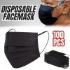 100 PCS Face Mask Non Medical Surgical Disposable 3Ply Earloop Mouth Cover Black