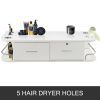 VEVOR White Wall Mount Styling Station Classic Locking 2 Drawers Storage Beauty Salon Equipment 5 Hair Dryer Holes Locking Cabinet for Beauty Salon or