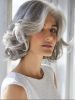 Bobble head wig women's short hair in the silver gray chemical fiber head cover