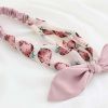 Womens Girls Linen Headband Lovely Strawberry Bowknot Headband Sweet Pink Stretchy Hairband Headwrap