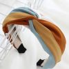 Womens Wide Headband Color Matching Turban Hairband Hair Accessories, Orange Yellow Blue