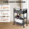 VEVOR Beauty Salon Trolley Cart, 3-Tier Hair Salon Stations Cabinet for Stylist with Lockable Drawer, MDF Rolling Storage Station with 4 Wheels (2 Loc