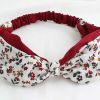 Crepe Floral Bowknot Double Layer Headband Chiffon Red Flowers Headwear Stretchy Headwrap