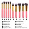 10 pcs makeup brush set  Portable fashion high-end beauty tool set (Pink Golden) with bag