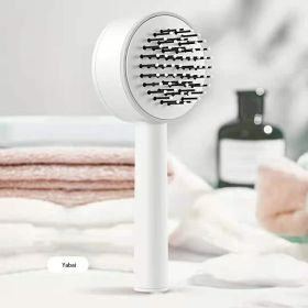 3D Air Cushion Massager Brush With Retractable Bristles Self Cleaning Hair Brush Massage One-key Self-cleaning Hair Brush Anti-Static Airbag Massage C (Color: White)