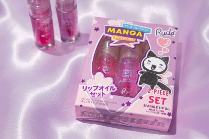 RUDE Manga Collection Sparkle Lip Oil Duo Set (Color: Strawberry / Grape Duo)